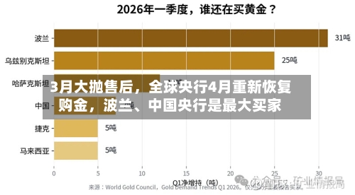 3月大抛售后，全球央行4月重新恢复购金	，波兰、中国央行是最大买家-第3张图片